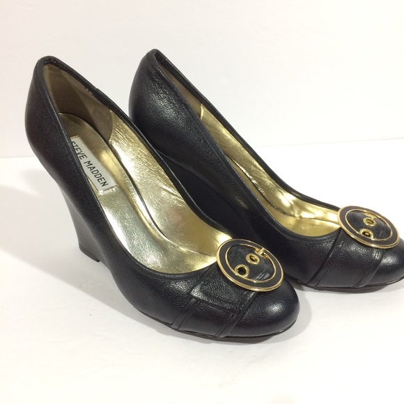 Steve Madden Black "Trea" Wedge Round Toe 8.5 - Picture 5 of 8